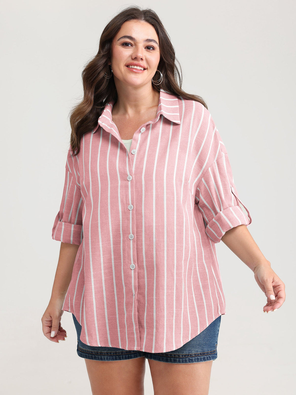 Adjustable Tab Sleeve Button-Down Shirt