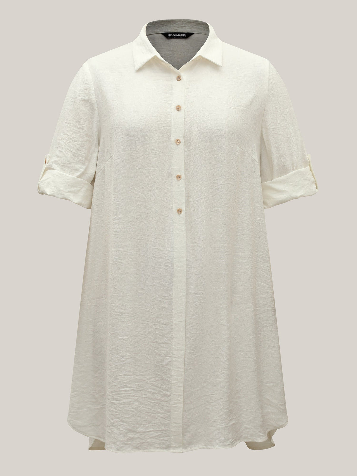 Front-Open Long Basic Blouse