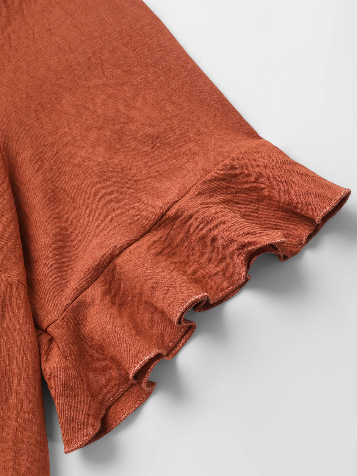 Toothpick Pleats Ruffled Sleeve Solid Blouse