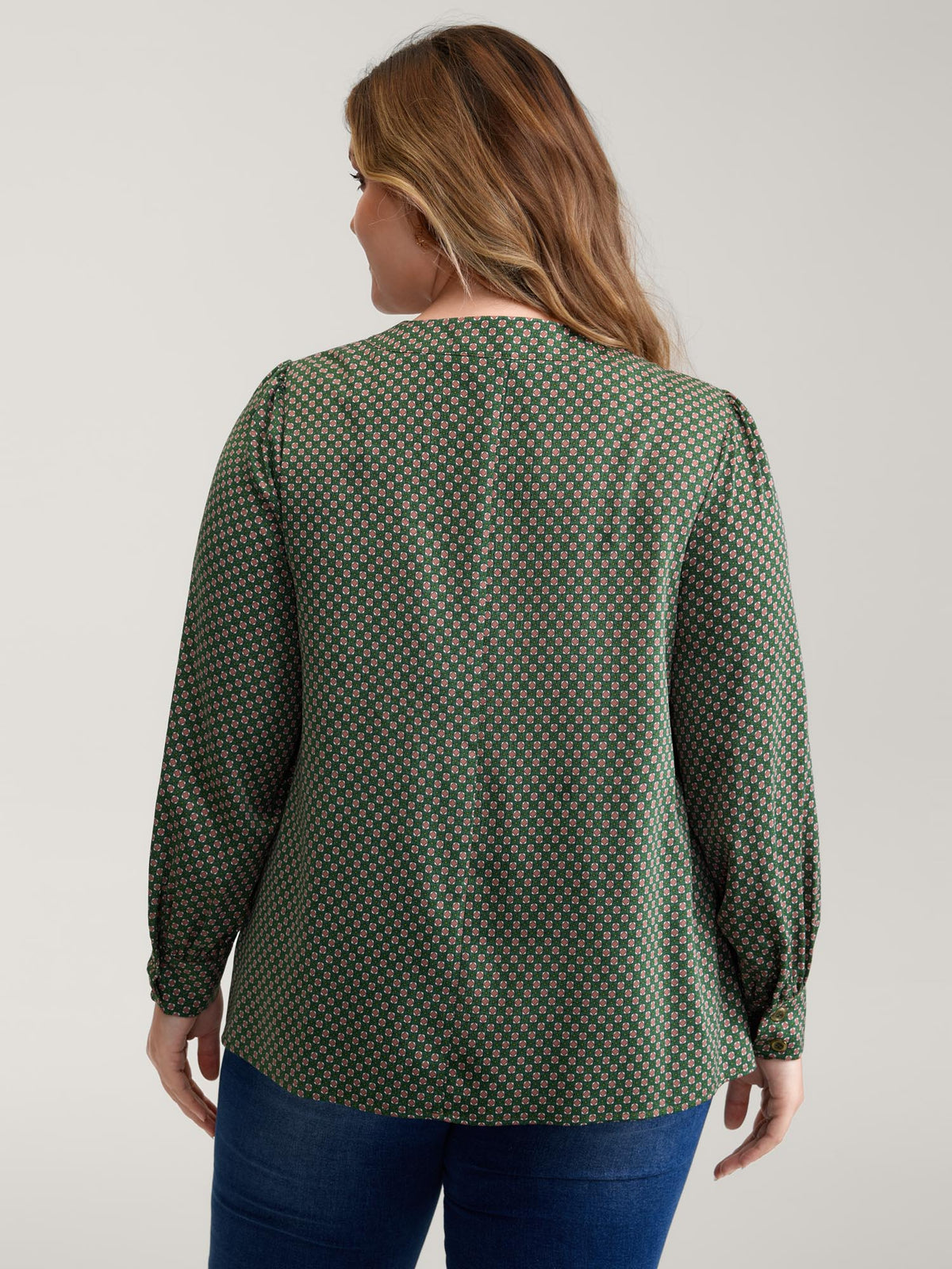 Geometric Print Bow-Tie Neckline Blouse