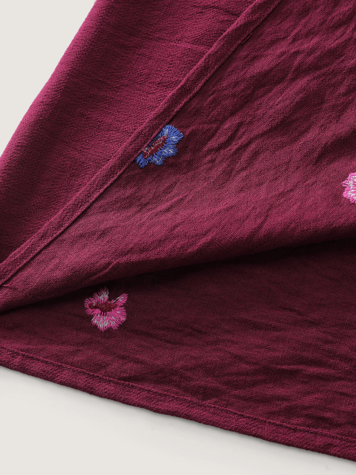 Colorful Floral Embroidery Button Shirt
