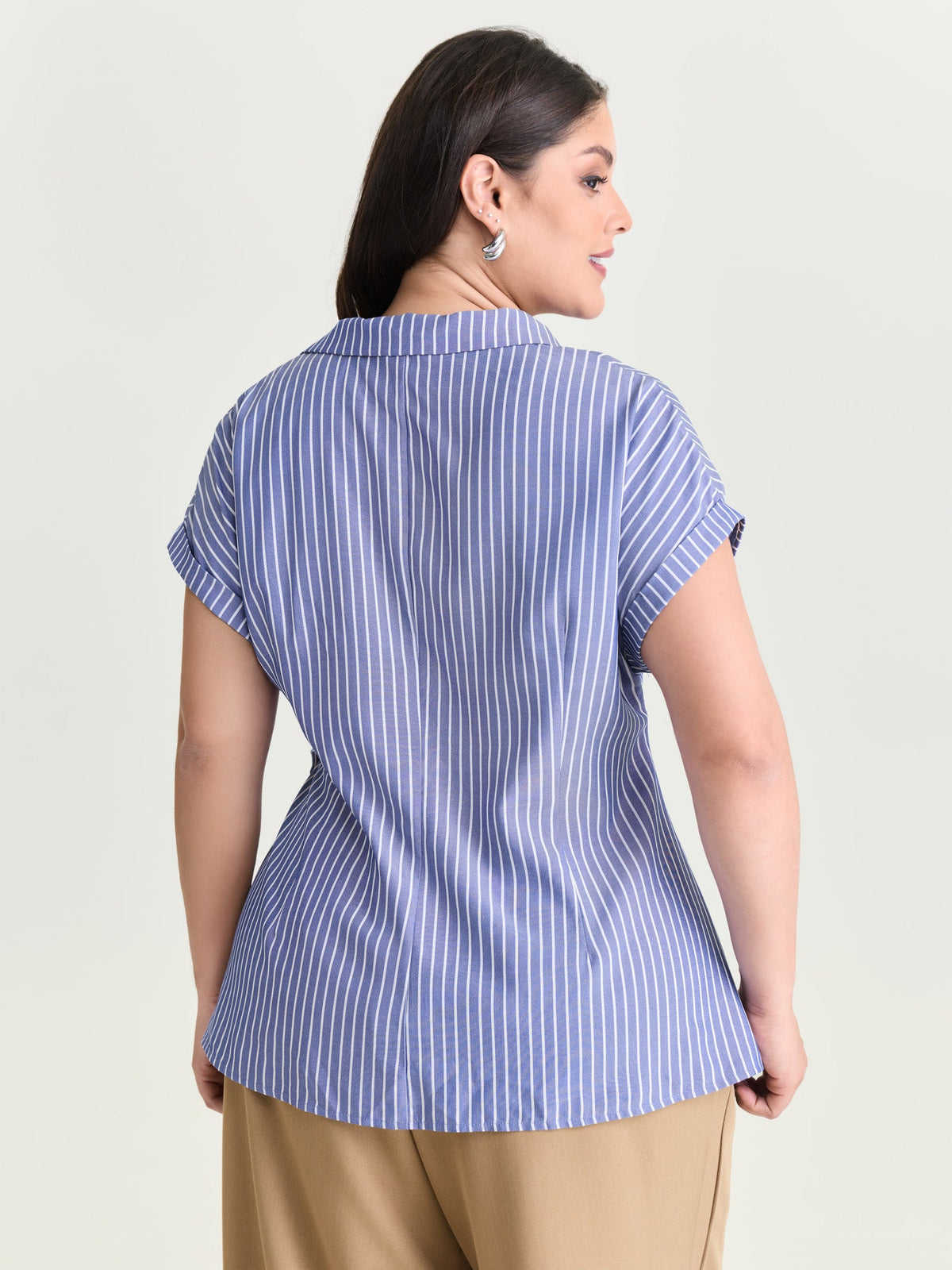 Striped Print Knotted Side Blouse