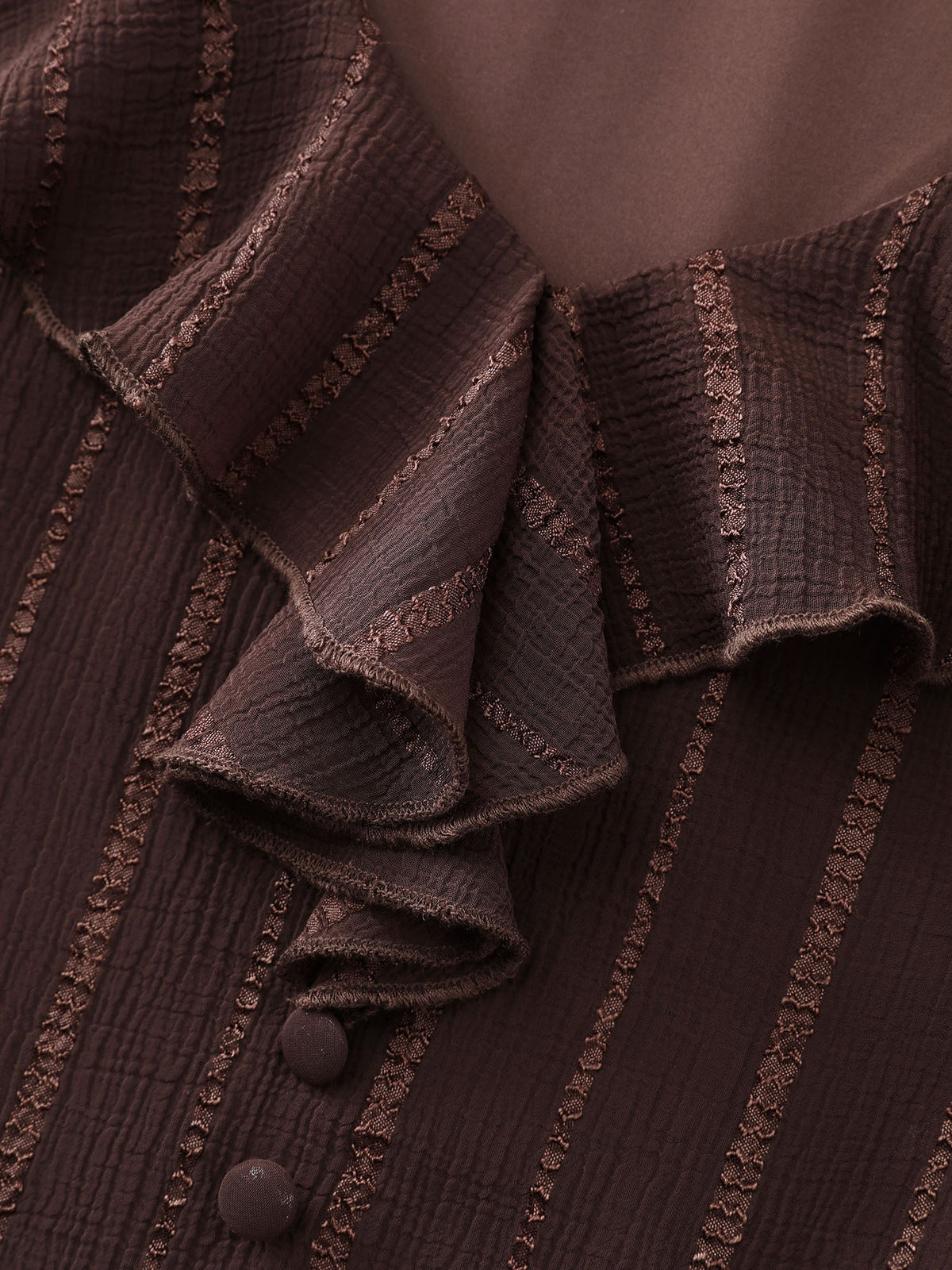 Textured Chiffon Ruffled Neckline Blouse