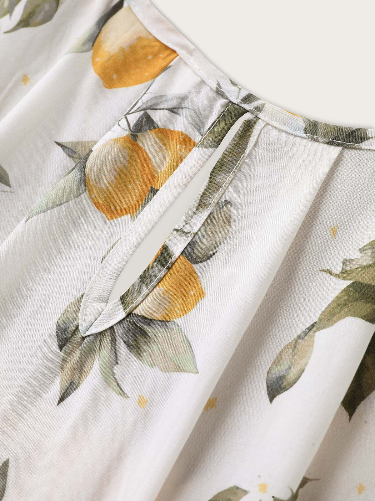 Citrus Print Bow Backless Blouse