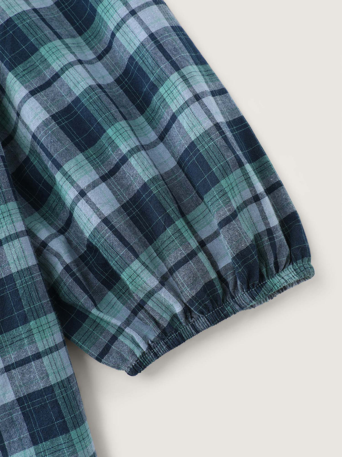 Plaid 2-in-1 Neck Tie Blouse