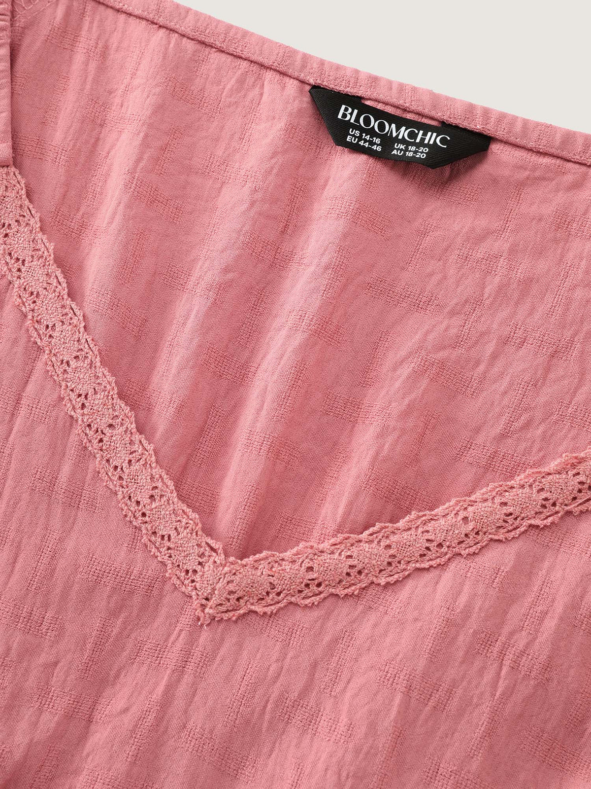 Lace Trim Ruffled Hem Plain Blouse