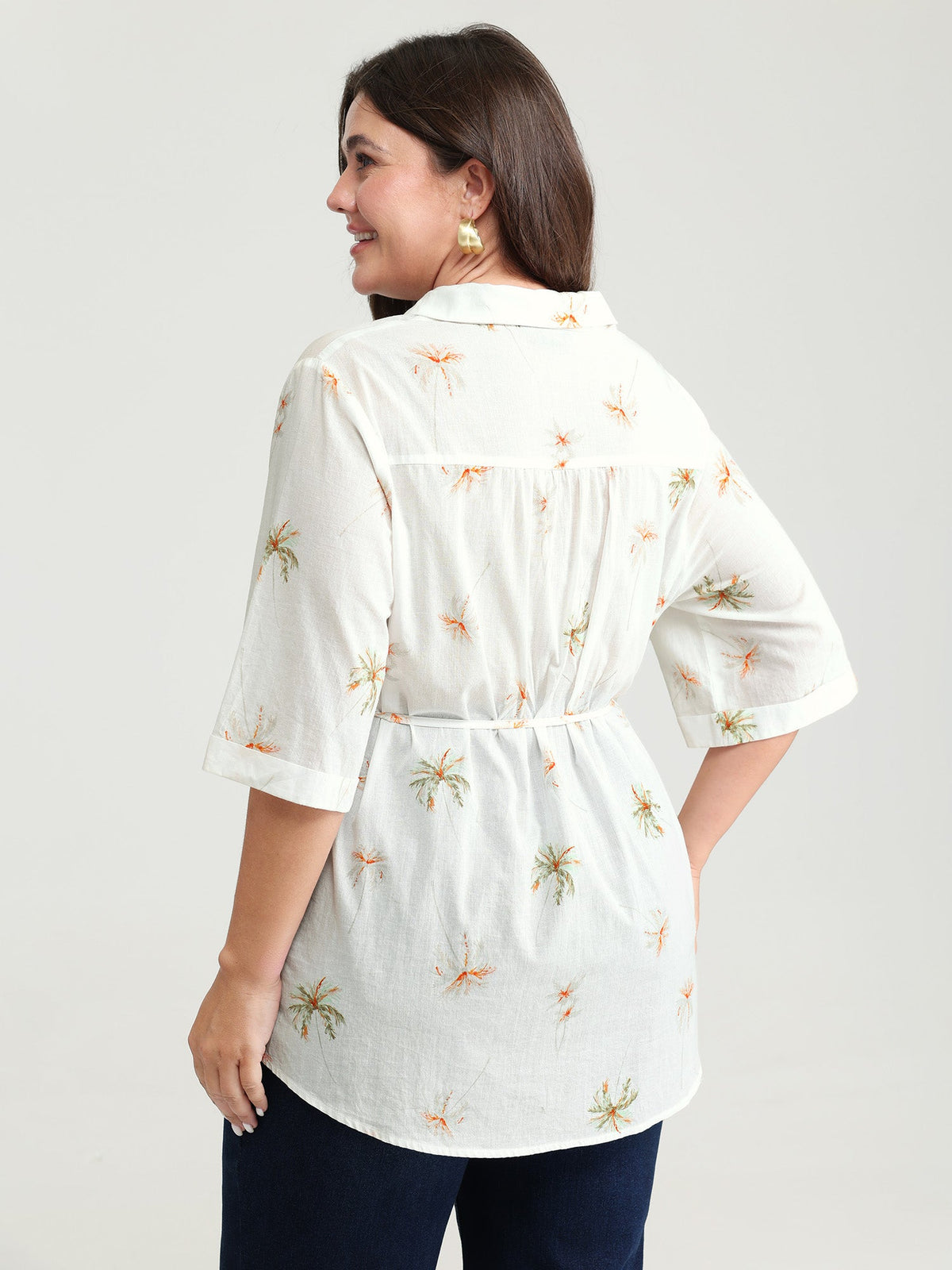 Cotton Floral Print Button-Front Shirt
