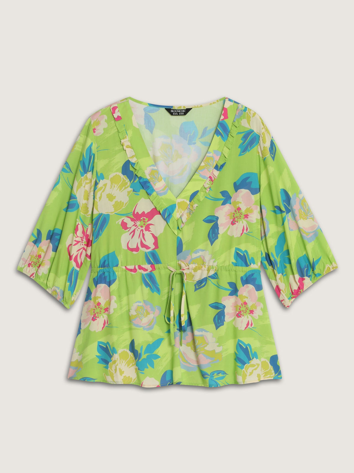 Supersoft Floral Print Drawstring Blouse