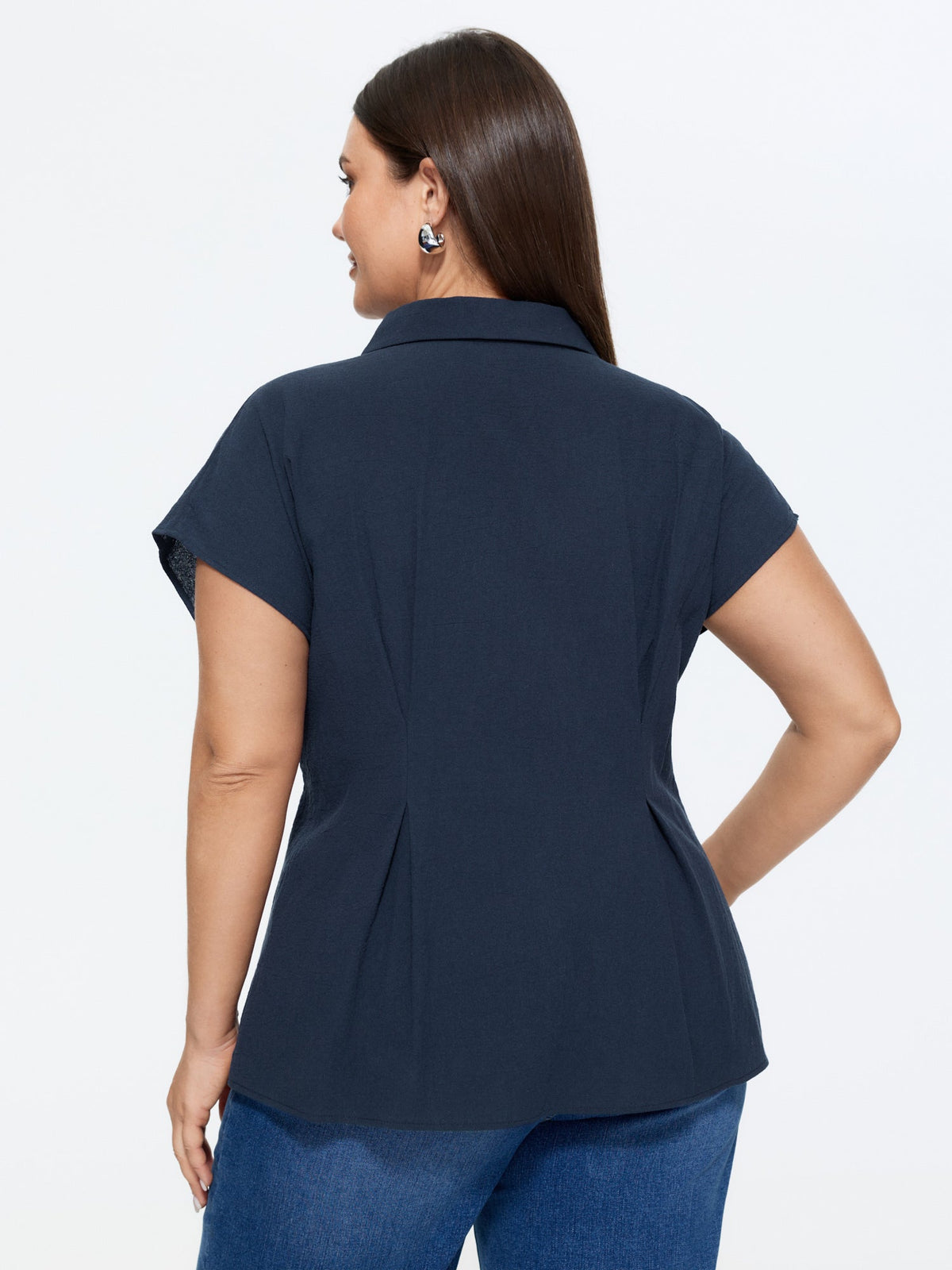 Cotton Plain Hidden Placket Button Blouse