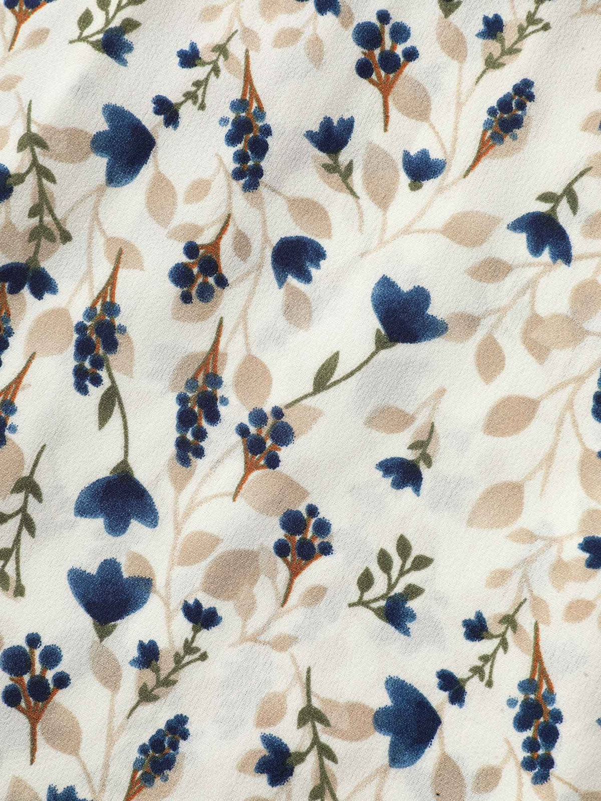 Bust-Comfort Floral Print Tie Blouse