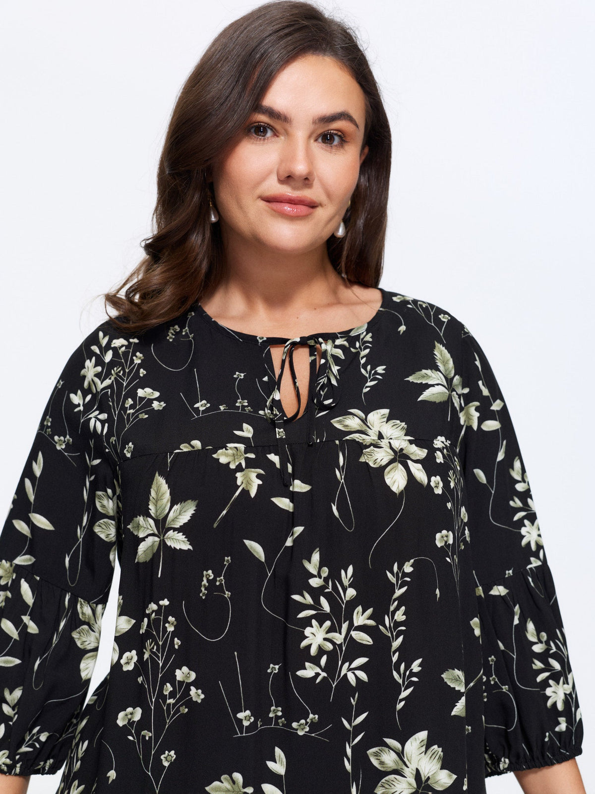 Botanical Floral Print A-Line Blouse