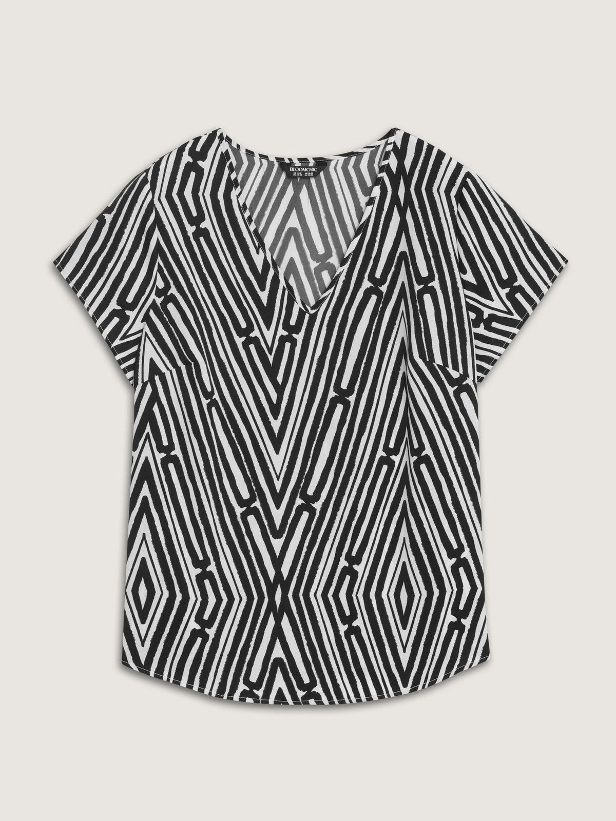 Asymmetrical Stripes Color Contrast Blouse