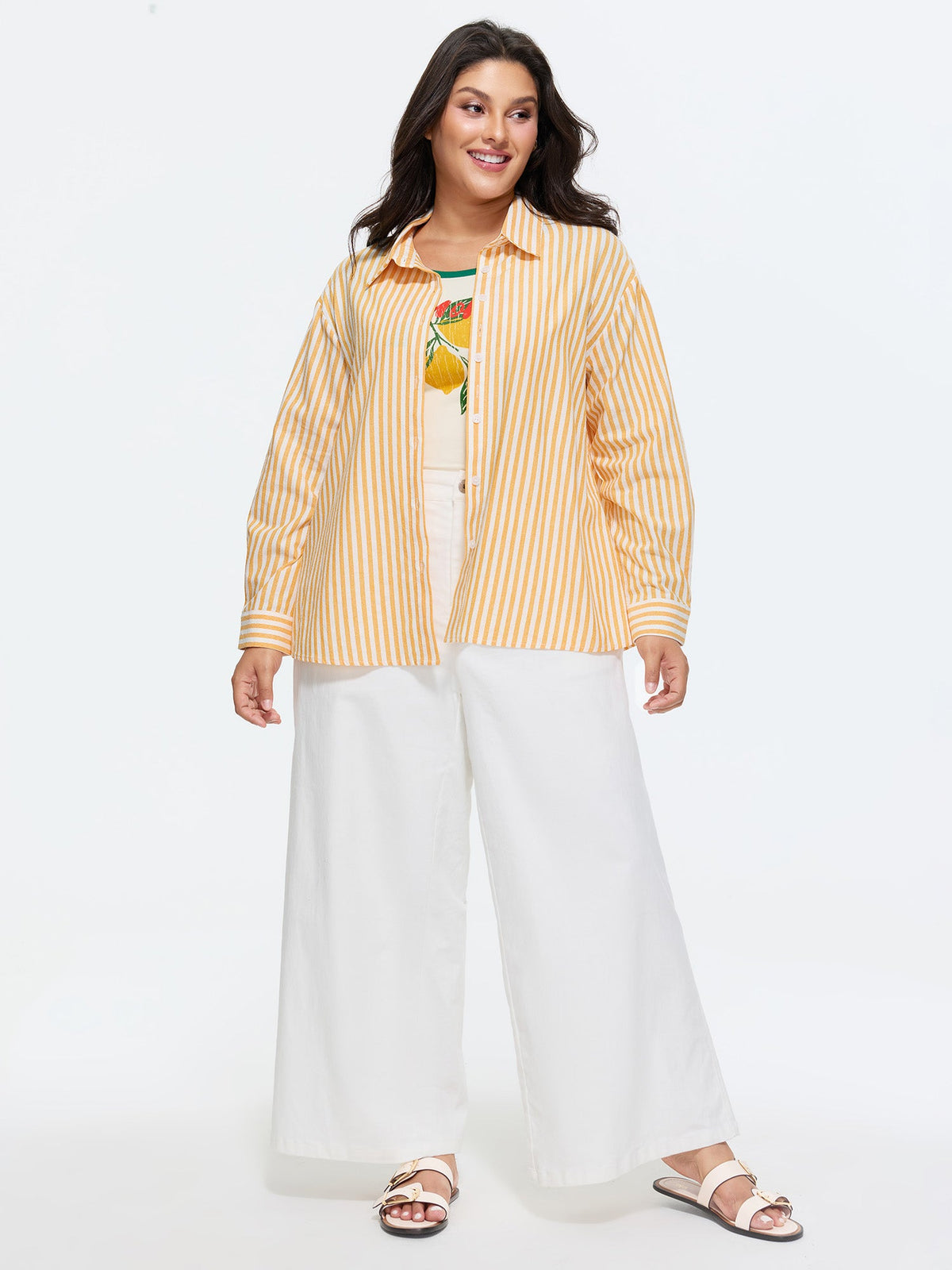 Cotton Button-Down Long Shirt
