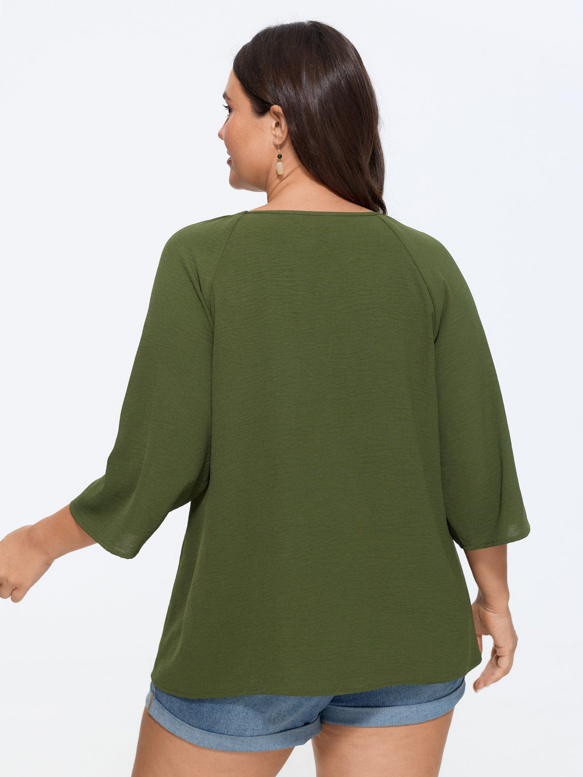 Pleated Raglan Sleeve Flowy Blouse