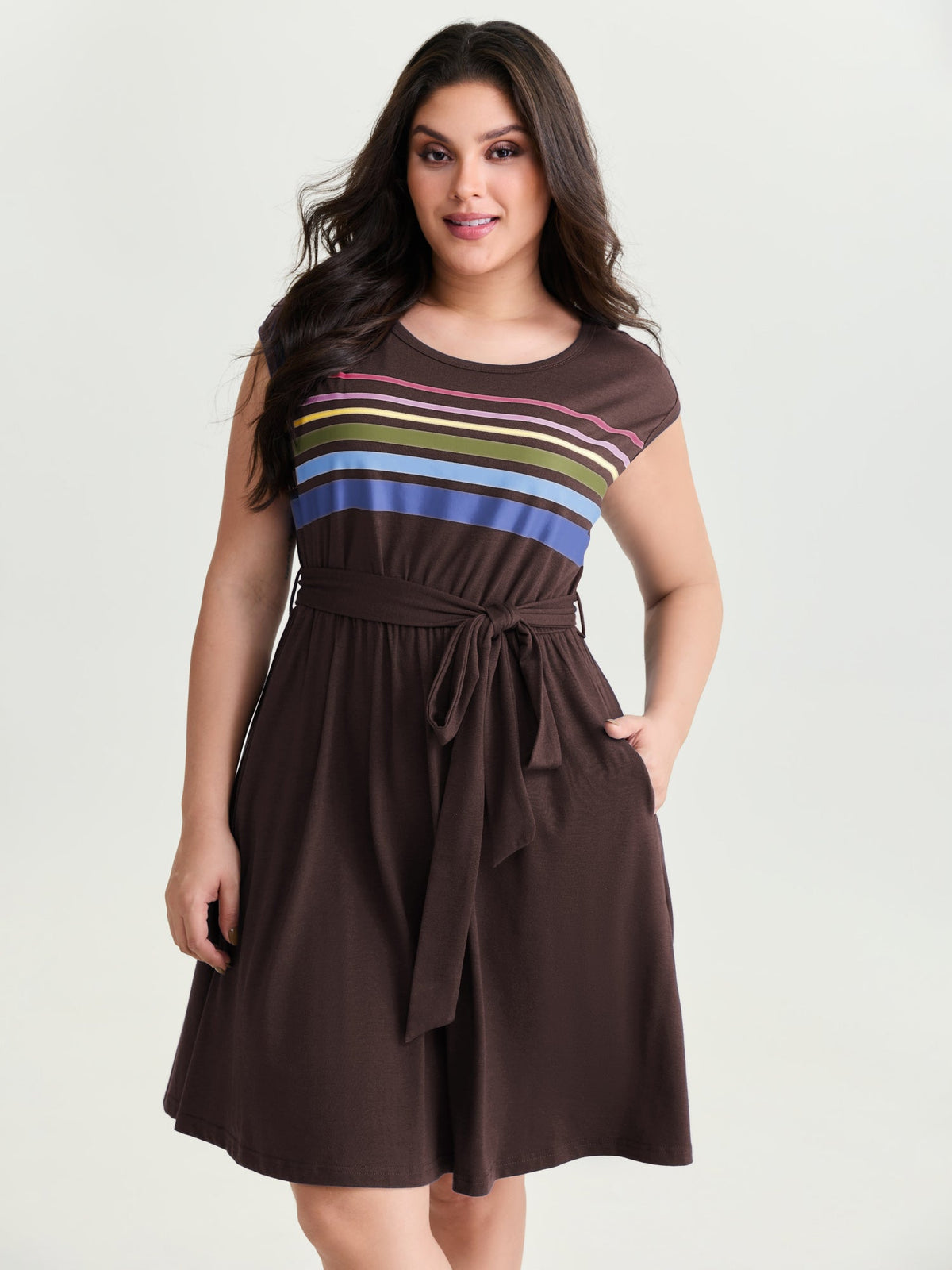 Supersoft Colorful Striped Print Mini Dress