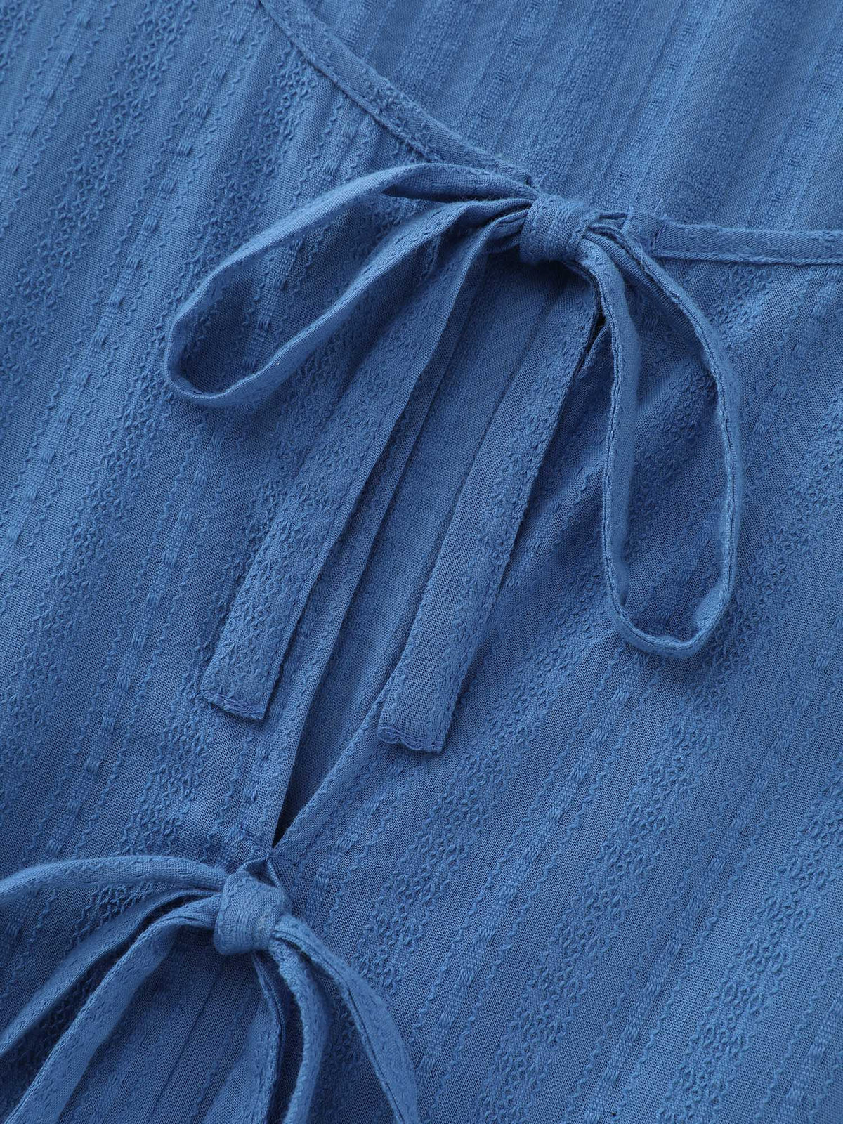 Cotton Front-Tie Puff Sleeve Blouse