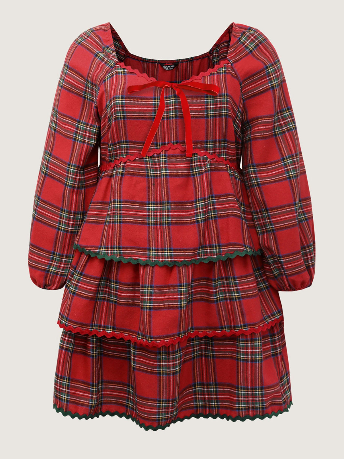 Sweet Holidays Ribbon Tiered Knee Dress