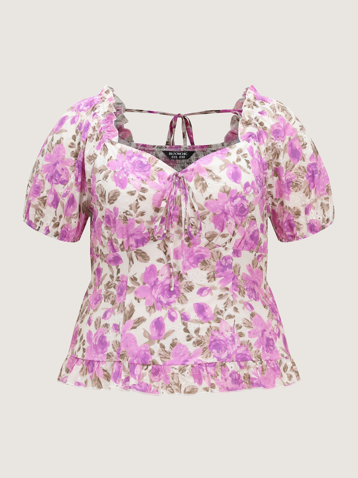 Cotton Floral Print Shirred Adjustable Bust Blouse