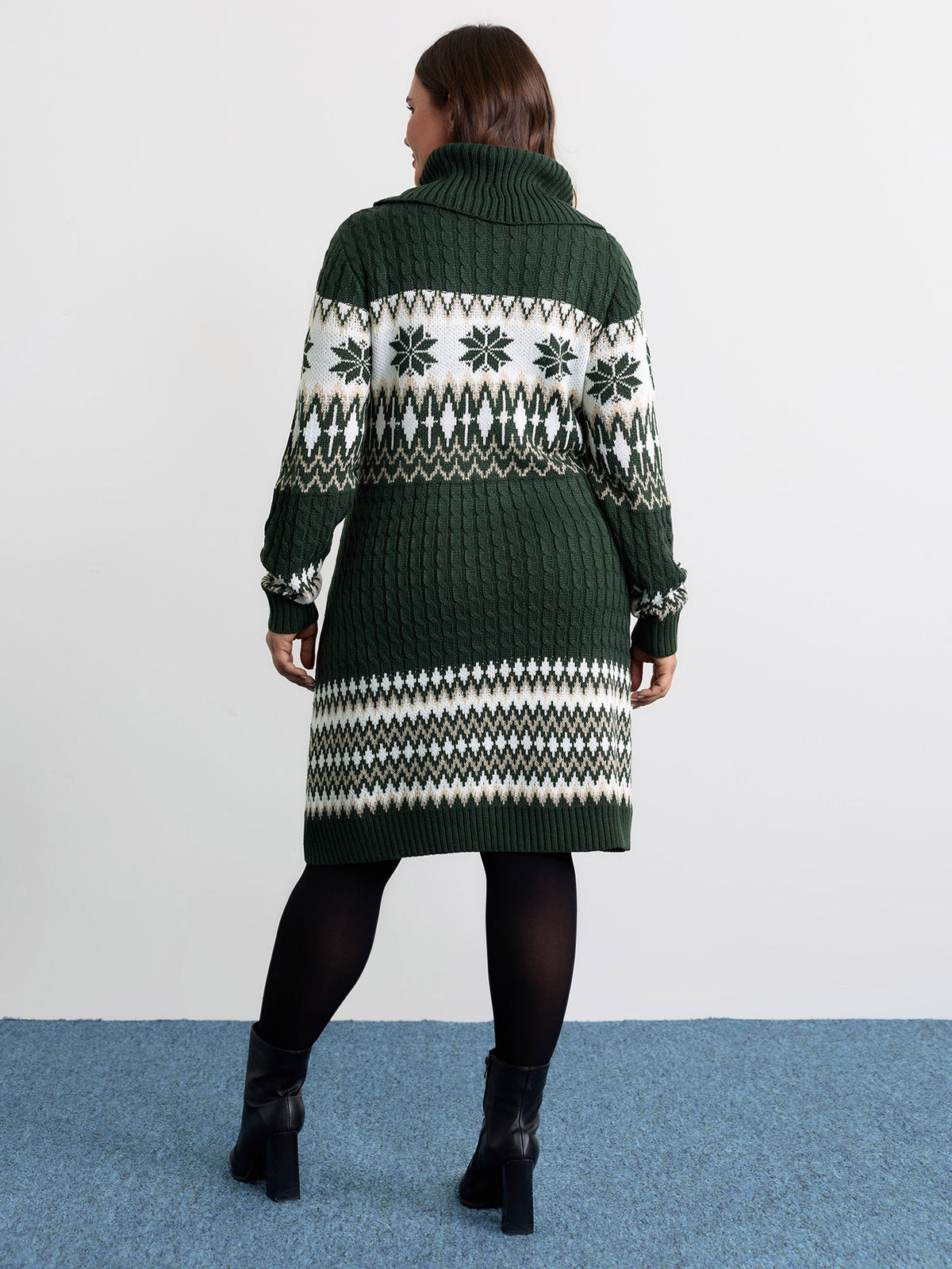 Holiday Textured Turtleneck Sweater Dress