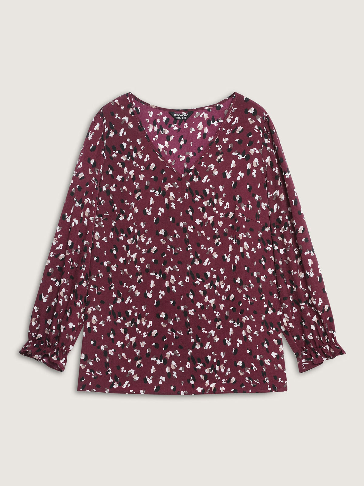 Leopard Print Stretchy Cuff Sleeve Blouse