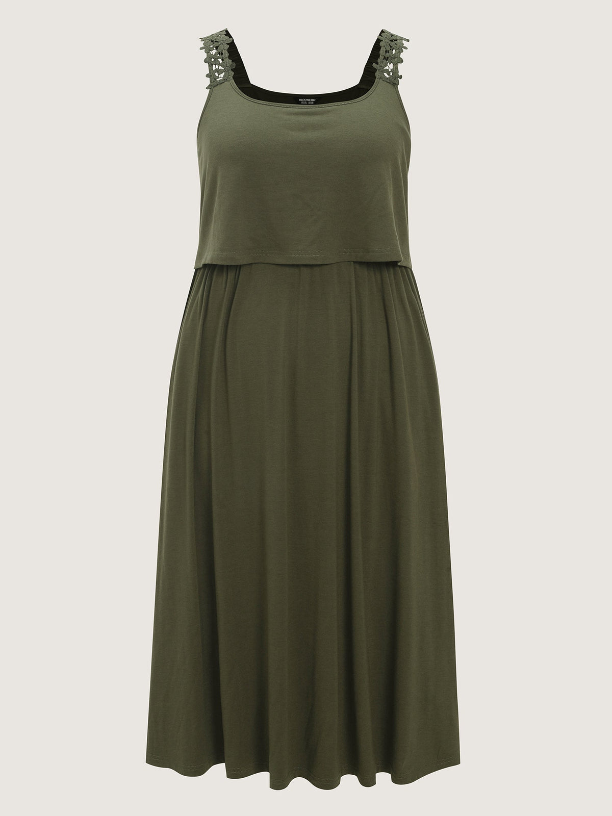 Supersoft Lace Straps Layered Midi Dress