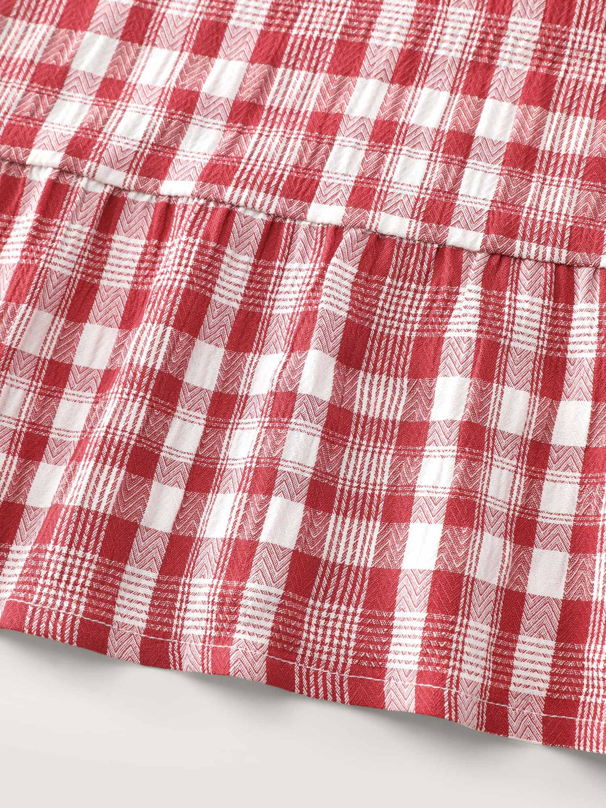 Sweet Gingham Print Ruffled Blouse