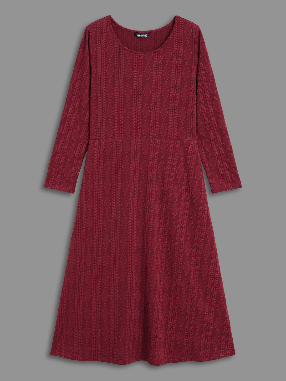 Textured Knit Fit-And-Flare Midi Dress