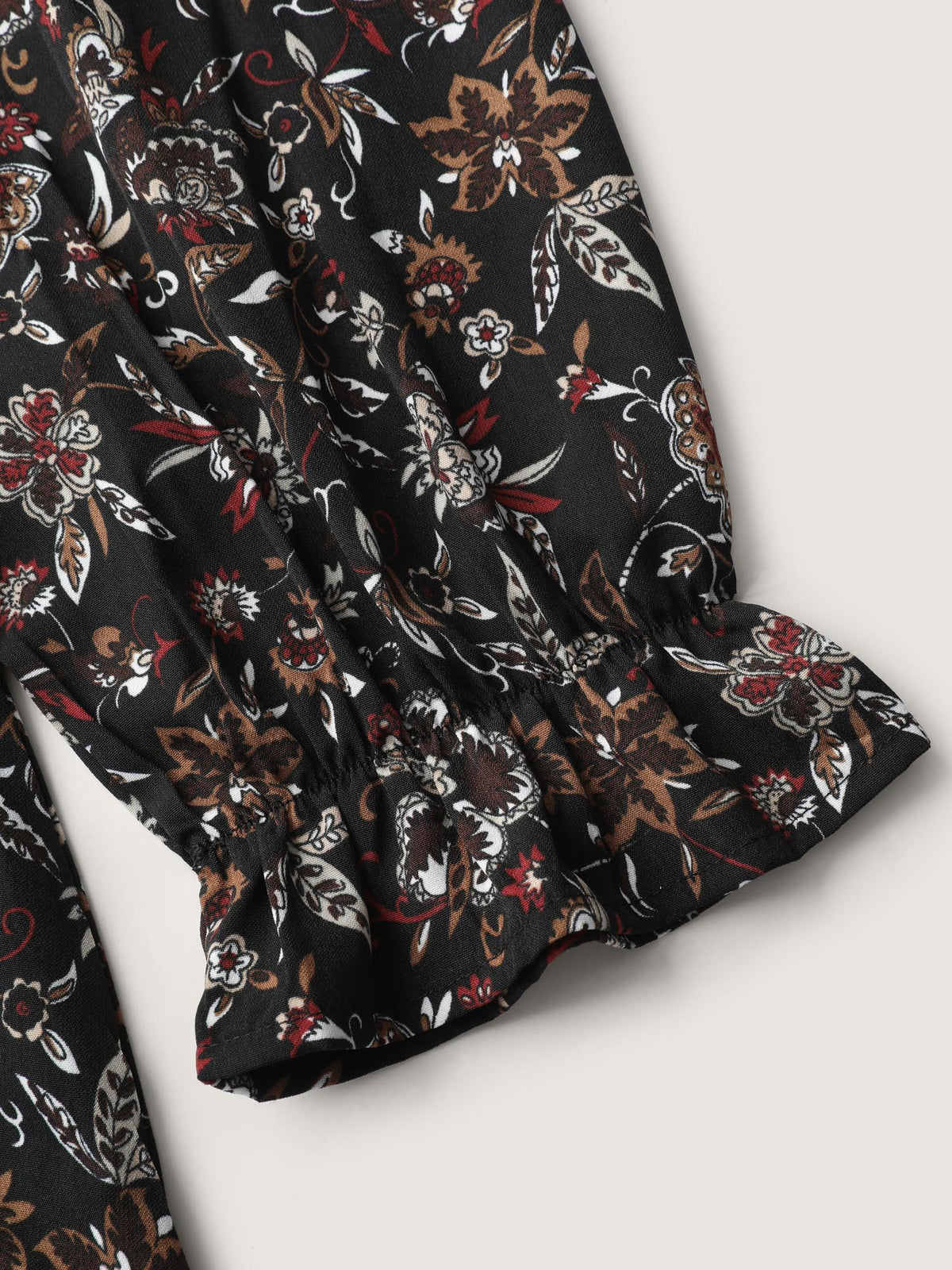 Floral Print Ruffled Neck Blouse