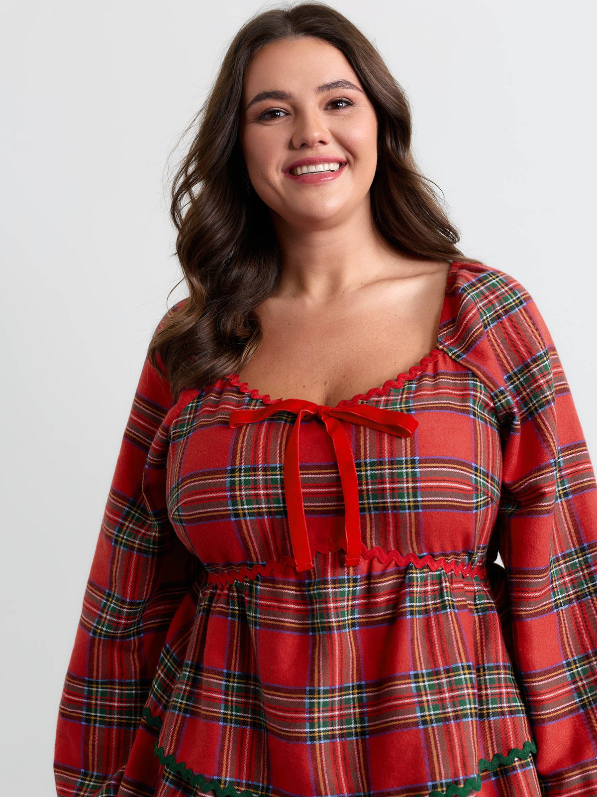 Sweet Holidays Ribbon Tiered Knee Dress