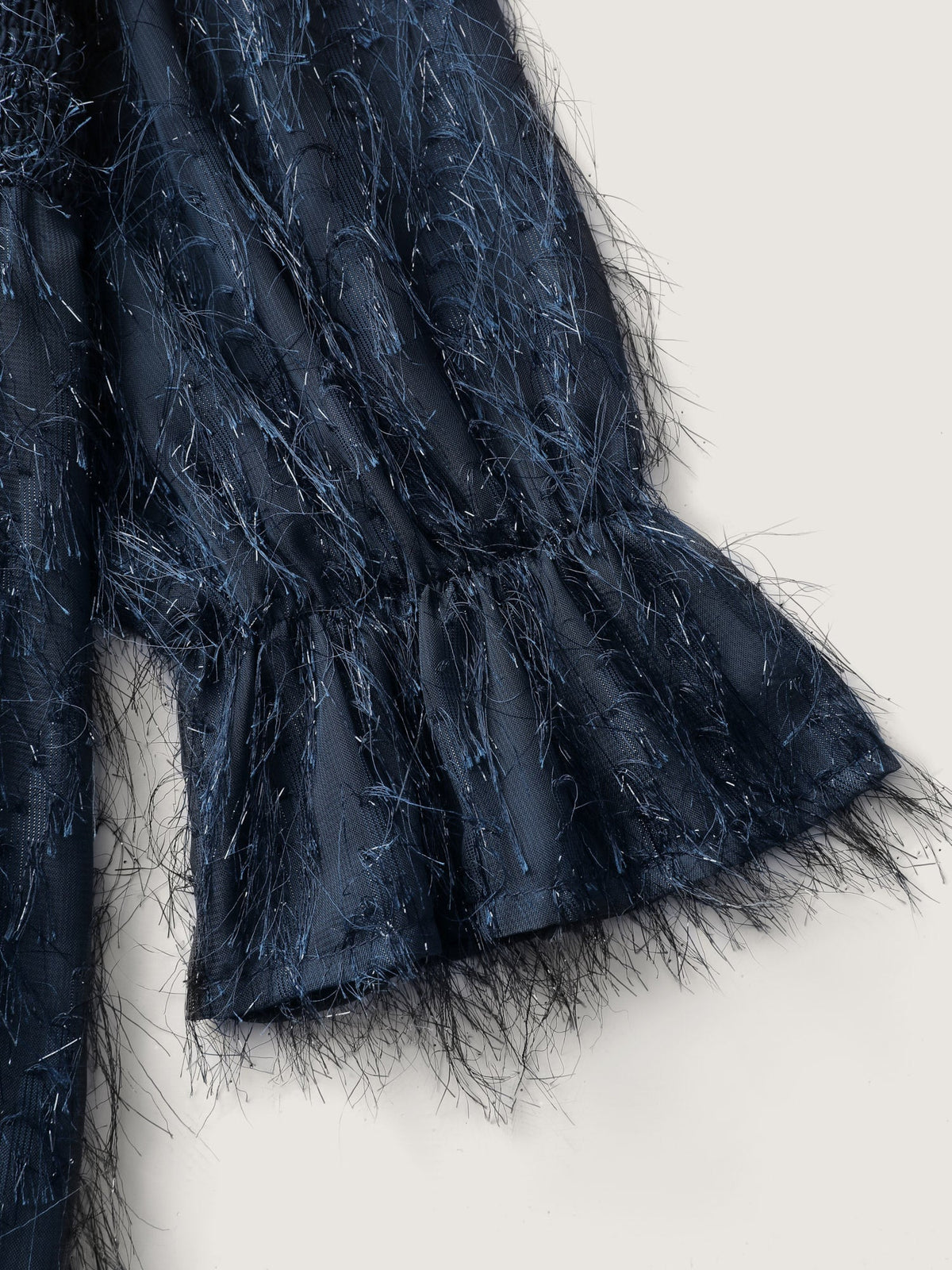 Textured Shirred Waist Sheer Blouse