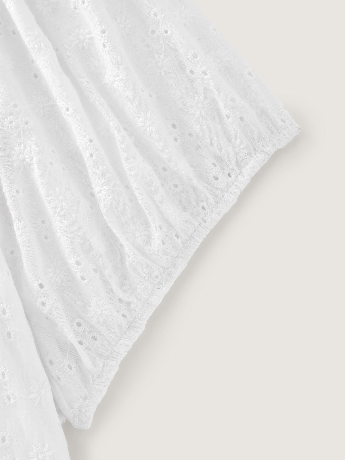 Cotton Lace Textured Ruffled Hem Mini Dress