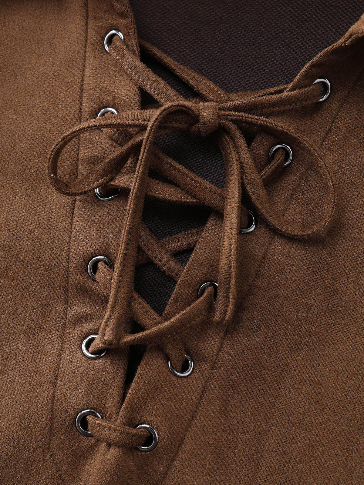 Suede Cross-Tie Neckline Curvy-Fit Blouse