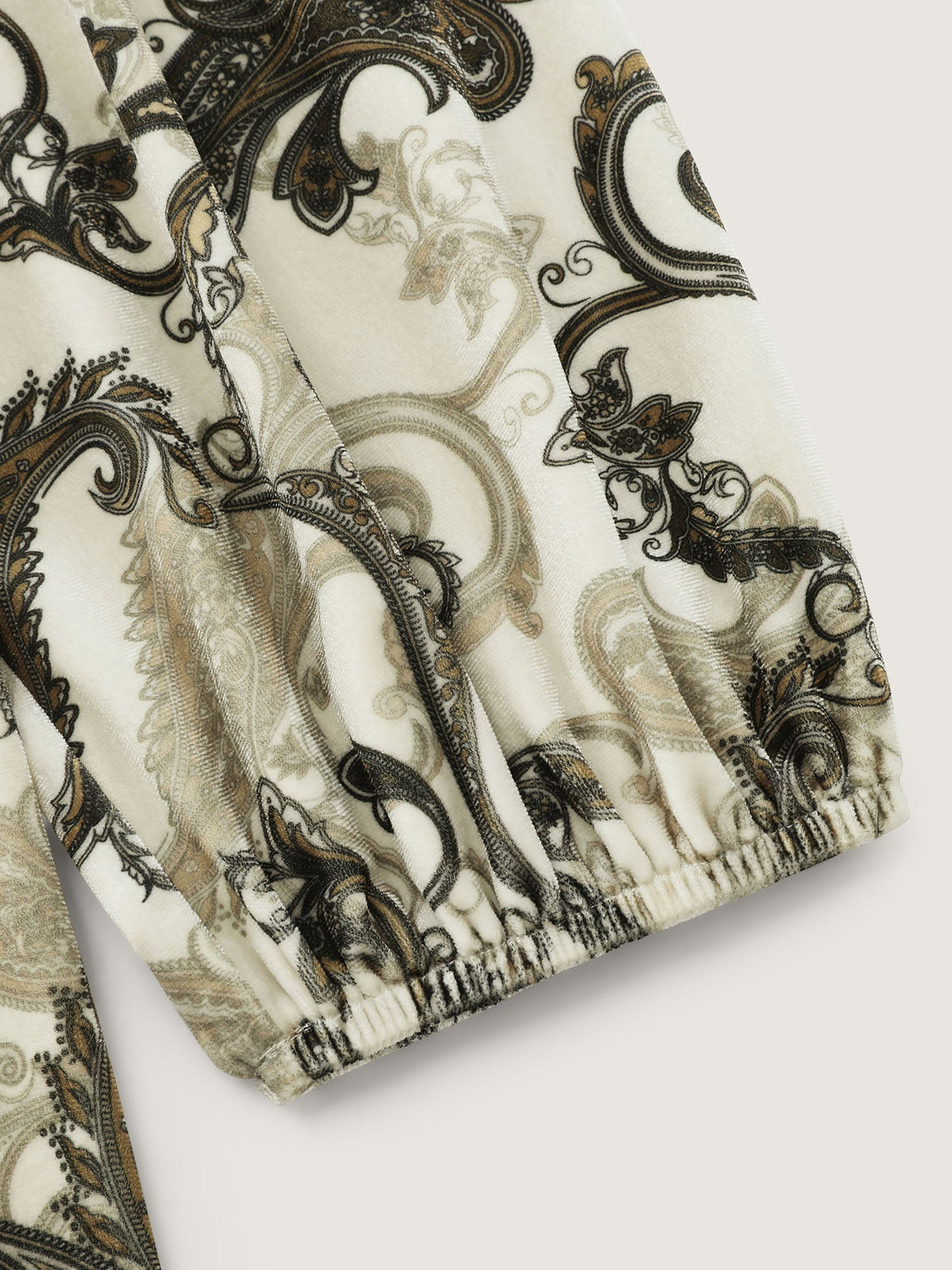 Paisley Velvety Print Lantern Sleeve Blouse