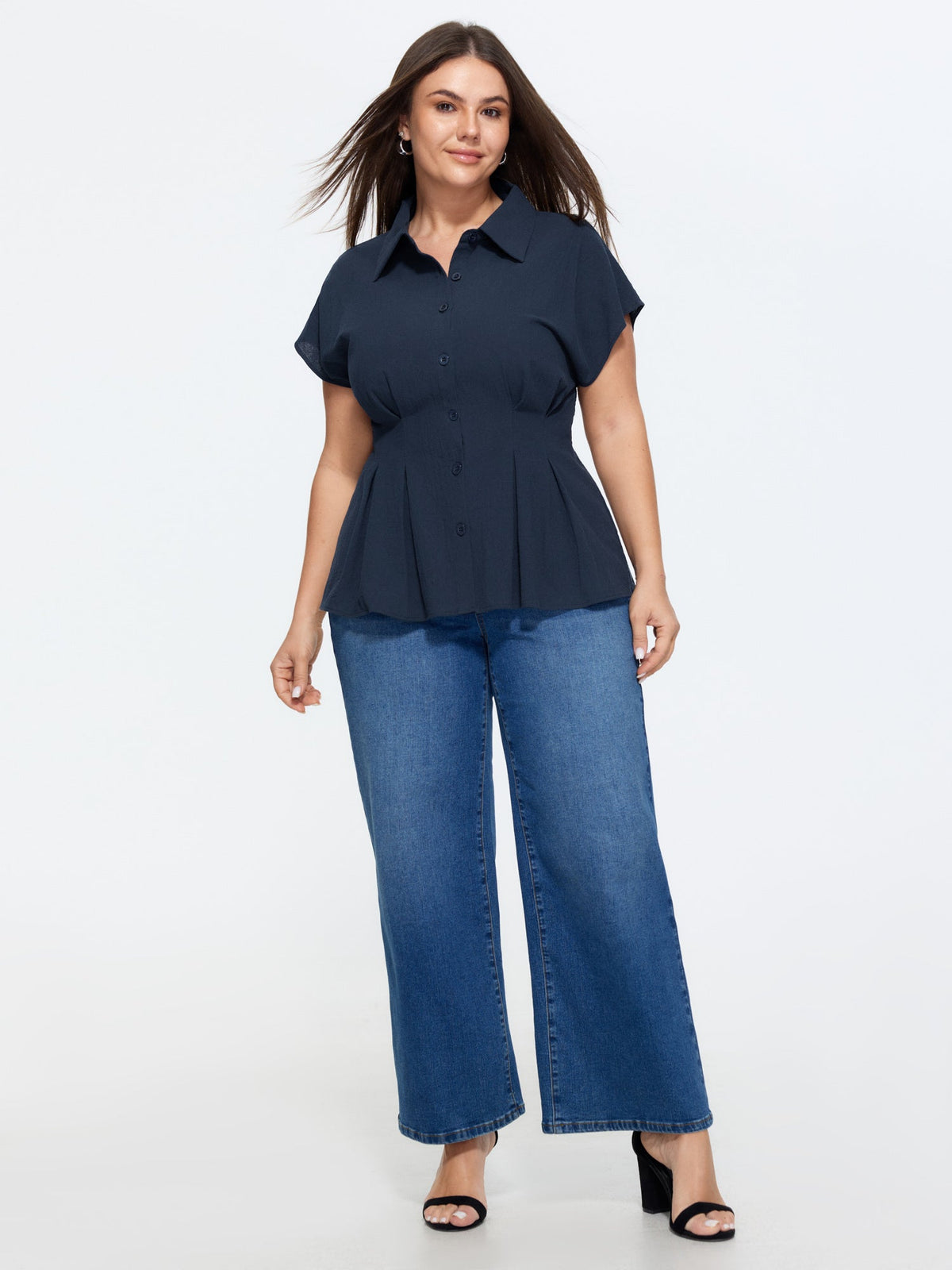 Cotton Plain Hidden Placket Button Blouse
