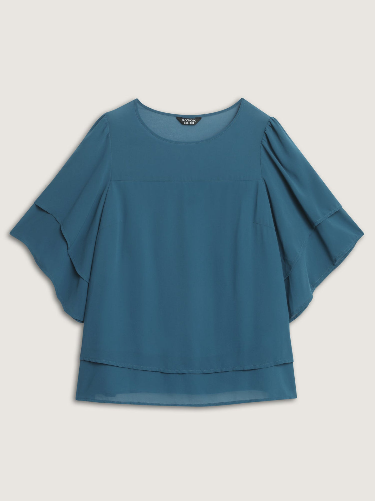 Chiffon Layered Ruffled Sleeve Flowy Blouse