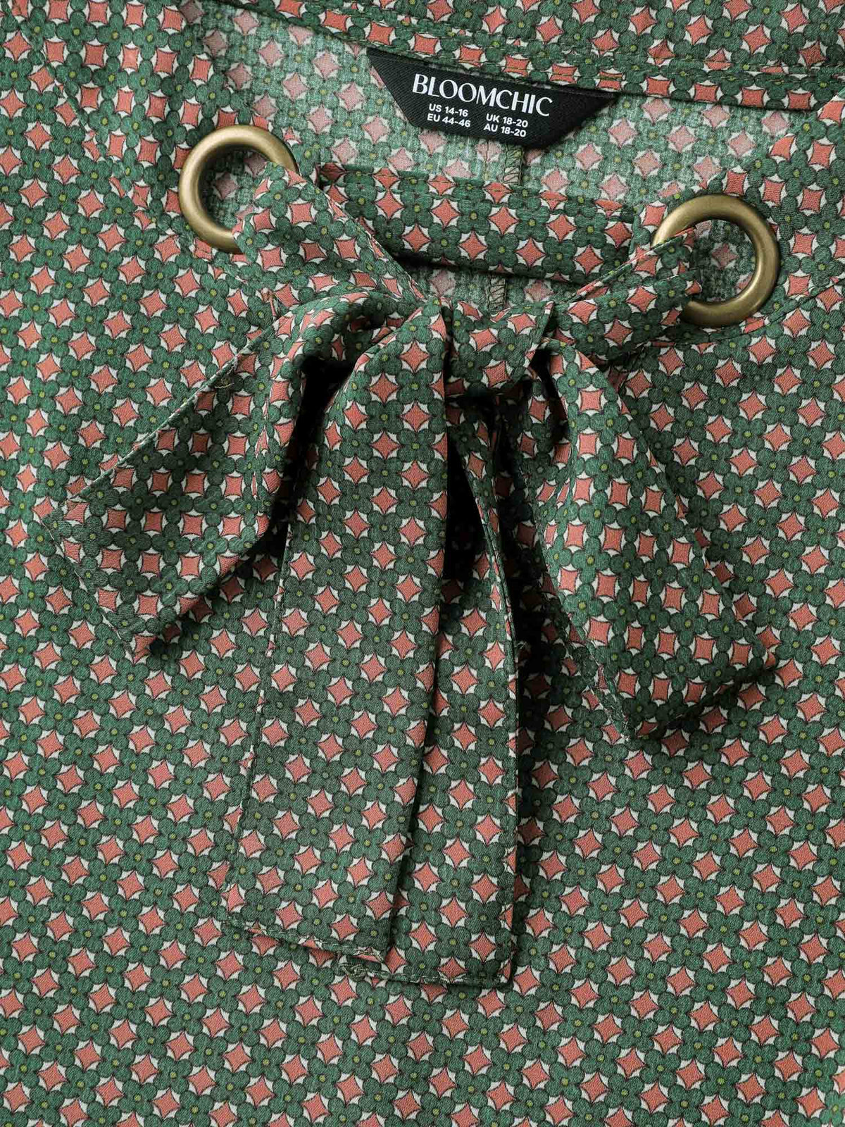Geometric Print Bow-Tie Neckline Blouse