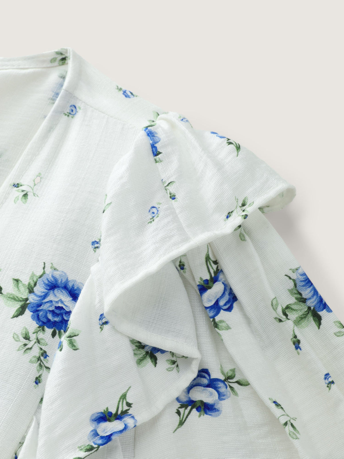 Floral Print Tiered V-Neck Blouse