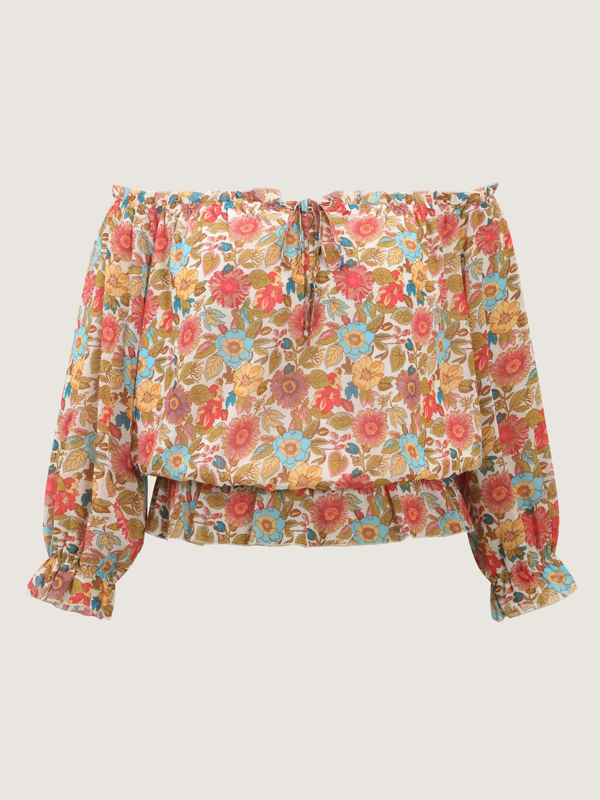Romantic Off-Shoulder Floral Print Blouse