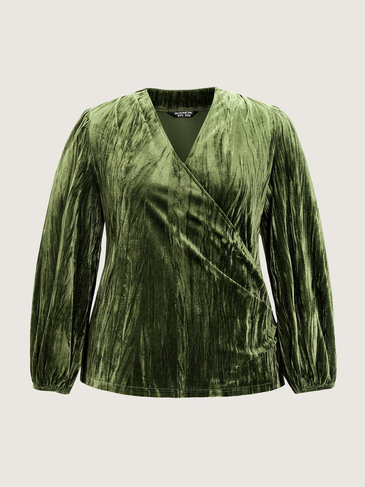 Textured Velvet Drape Neckline Blouse