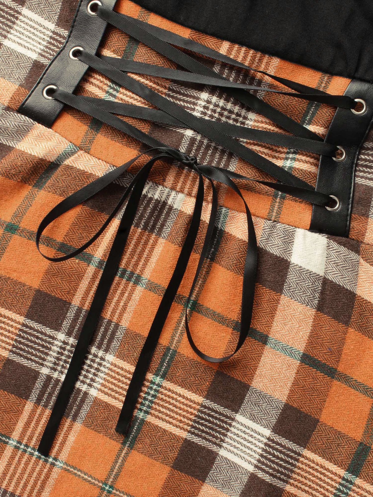 Elastic Plaid Asymmetrical Hem Dress
