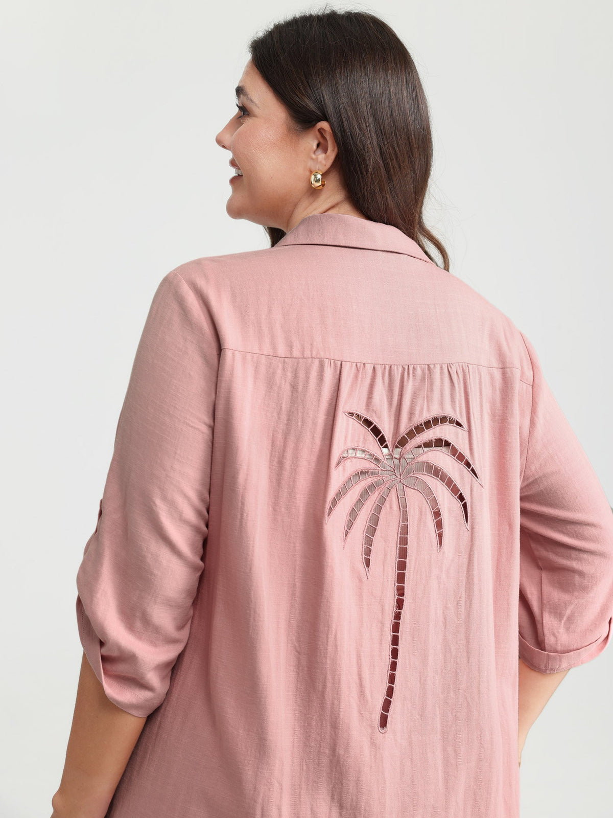 Tropical Embroidered Button-Down Shirt