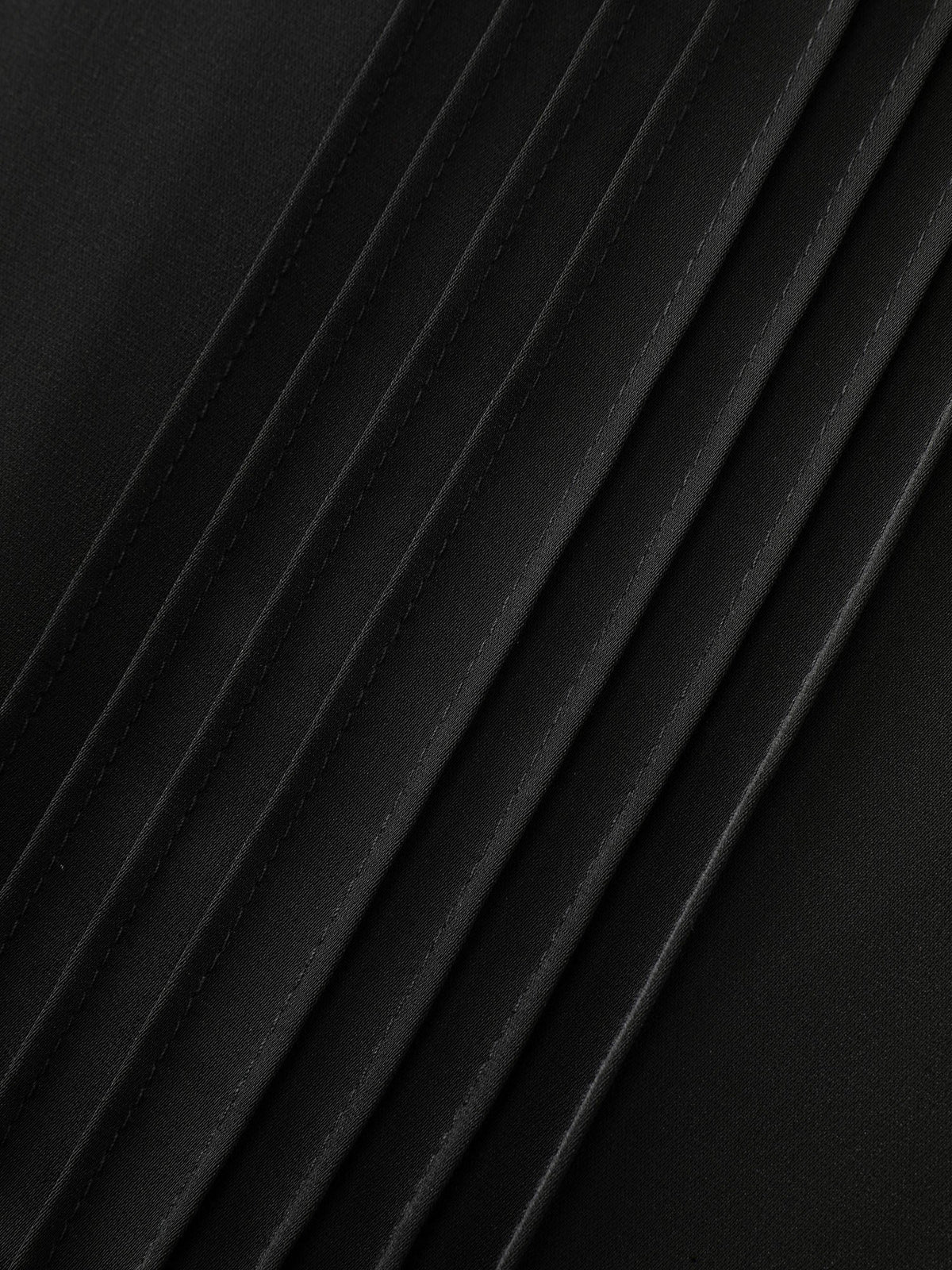 Toothpick Pleated Waist-Tie Plain Blouse