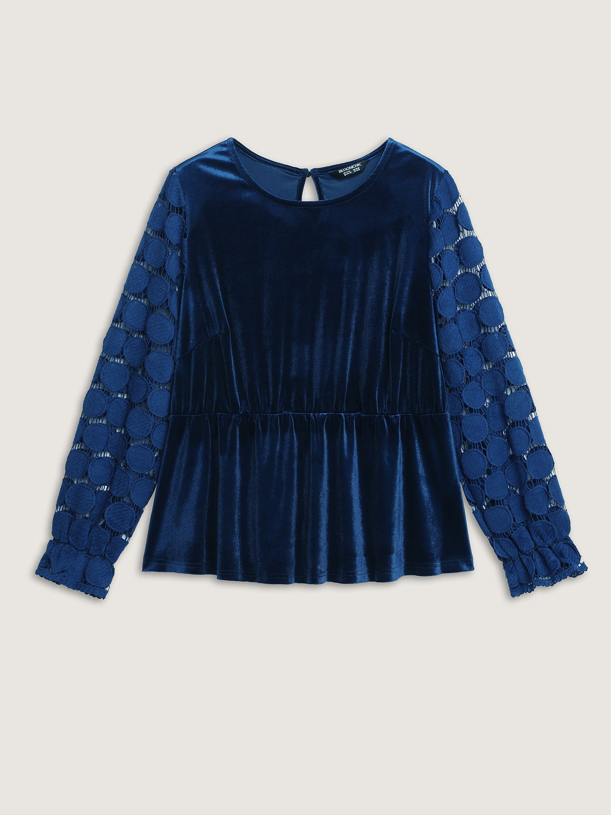Velvet Sheer Lace Sleeve Flared Blouse