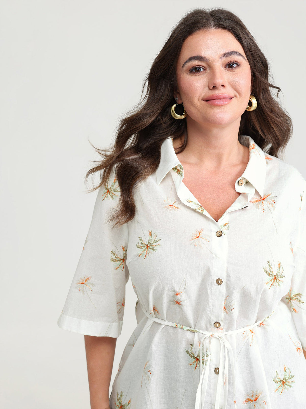 Cotton Floral Print Button-Front Shirt