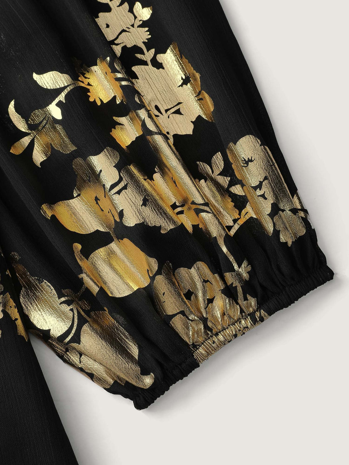 Floral Gold Stamp Sheer Button-Down Shirt