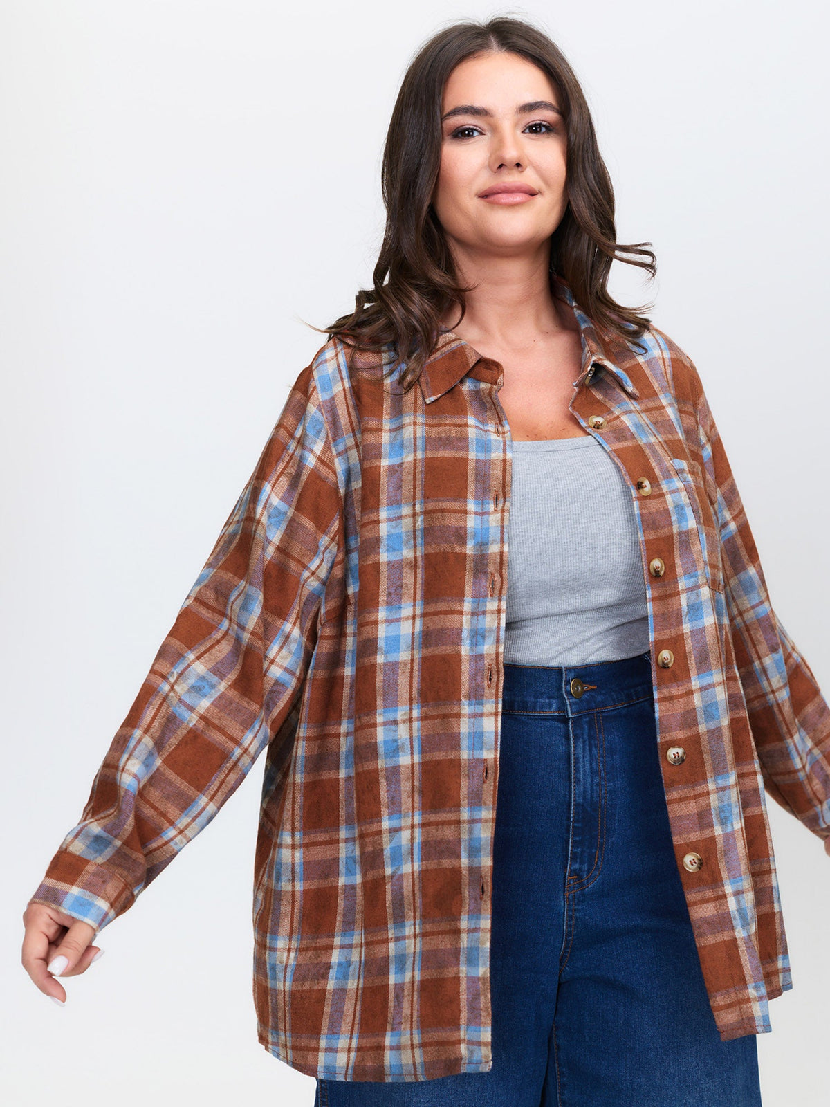 Plaid Print Vintage Button-Down Shirt
