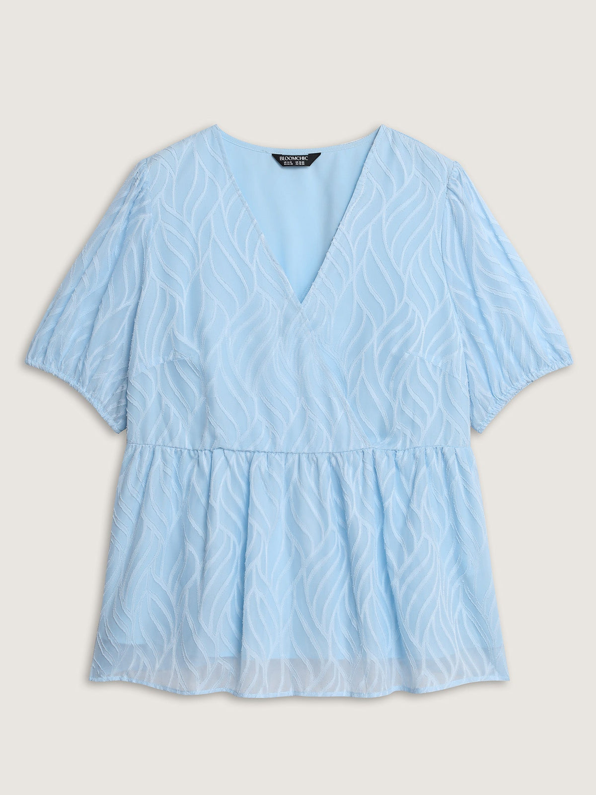 Floral Cut Fabric Stretchy Waist Flared Blouse