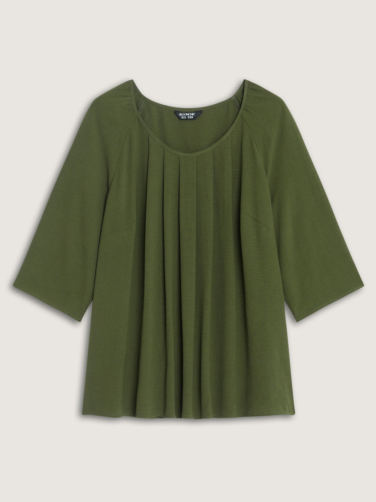 Pleated Raglan Sleeve Flowy Blouse