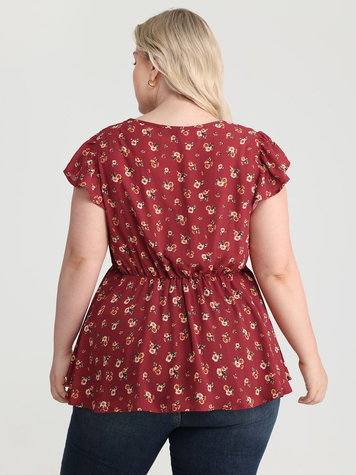 Floral Print Knotted Front-Tie Blouse