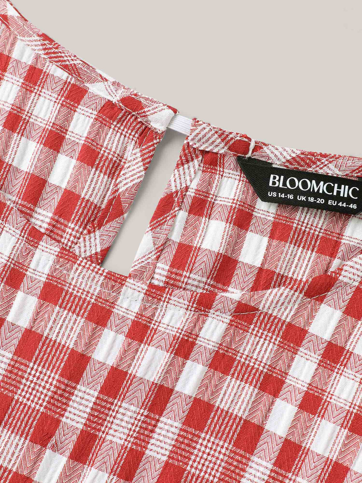 Plaid Print Textured Lotus Leaf Sleeve Shirt